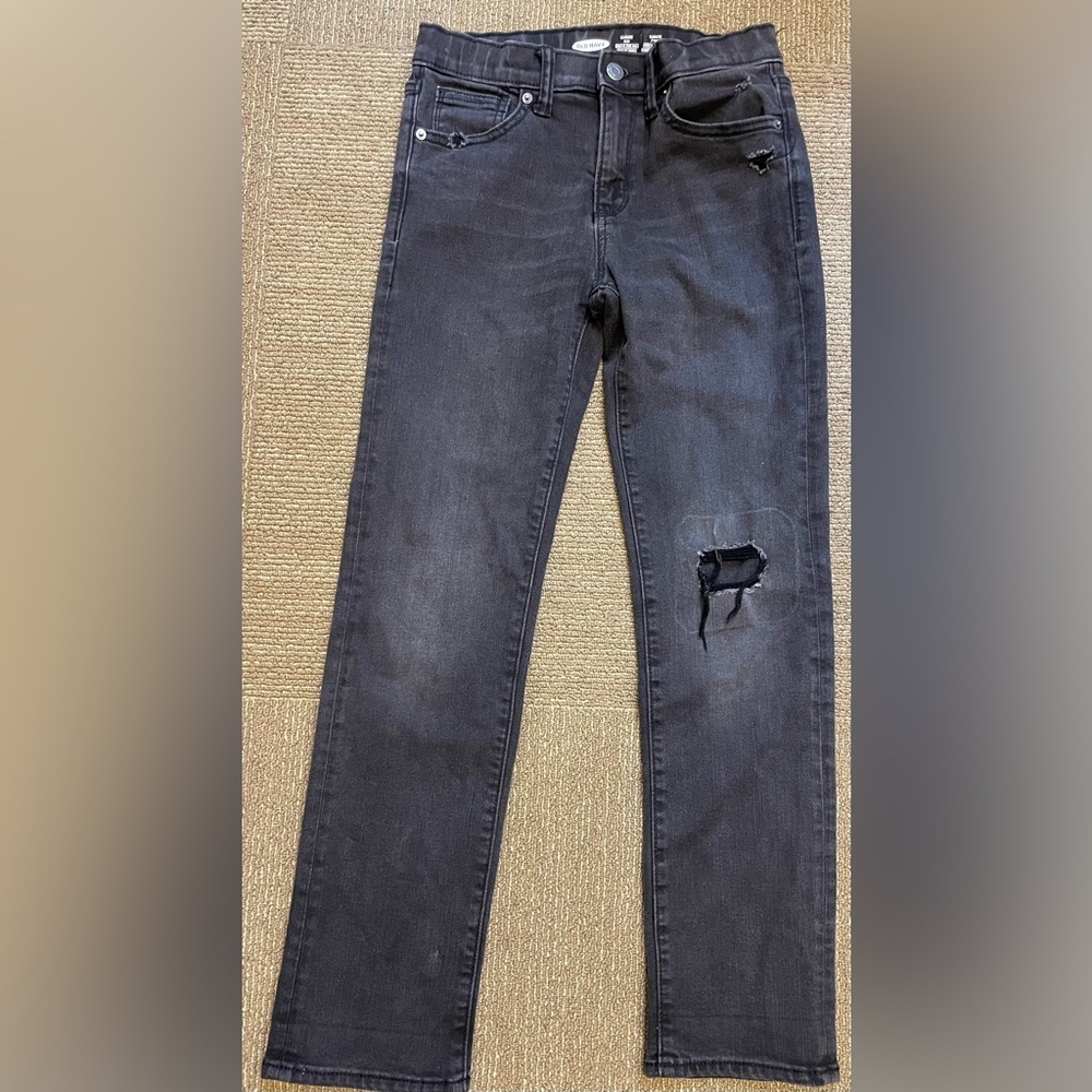 Old navy Kids size 12 dark grey distressed jeans karate slim skinny jeans